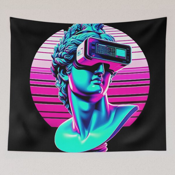 Artikelvorschau, Vaporwave-Statue mit VR-Headset, Cyberpunk-Neon entworfen und verkauft von oynipshop.