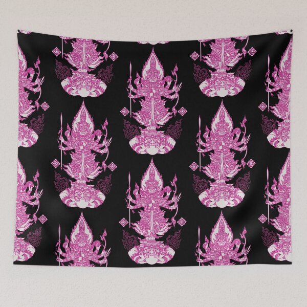 Item preview, Pink Thai Mythical Guardian Line Art | Ancient Ink Illustration designed and sold by Bspaces.
