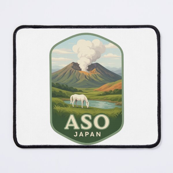 Item preview, Aso, Japan – Grazing Horse and Volcanic Landscape designed and sold by Places On Earth.