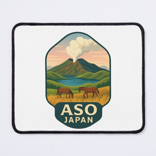 Item preview, Aso, Japan – Volcanic Lake and Grazing Horses designed and sold by Places On Earth.