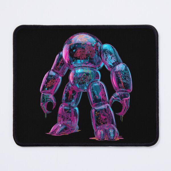 Item preview, Cyber Neon Balloon Mech – Graffiti Glow Street Art Robot designed and sold by PLUSHIWORLDtm.