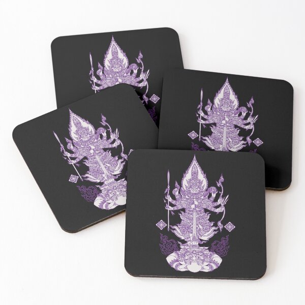 Item preview, Purple Thai Mythical Guardian Line Art | Ancient Ink Illustration designed and sold by Bspaces.