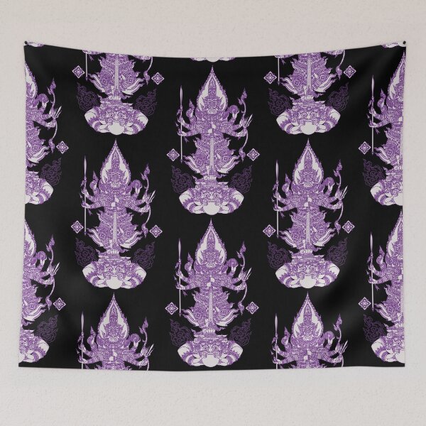 Item preview, Purple Thai Mythical Guardian Line Art | Ancient Ink Illustration designed and sold by Bspaces.