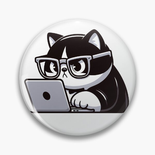 Item preview, Divertido gato nerd con esmoquin programando en una computadora portátil designed and sold by oynipshop.