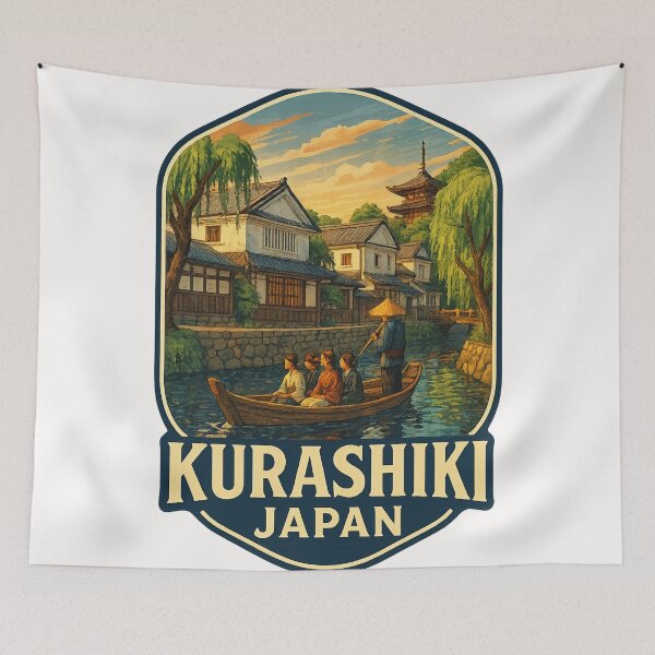 Item preview, Kurashiki, Japan – Historical Canal and Pagoda designed and sold by Places On Earth.