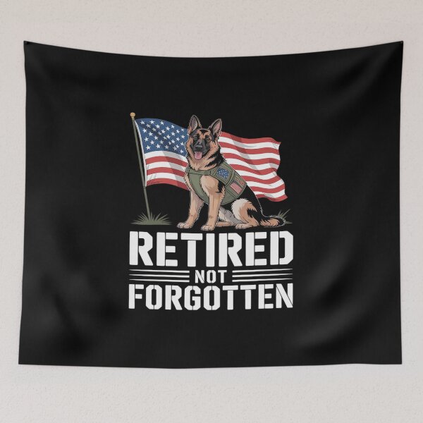 Item preview, Retired Not Forgotten Hero K9 Dog American Flag designed and sold by DetroitMug.