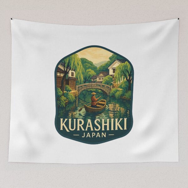 Item preview, Kurashiki, Japan – Willow-lined Canal and Bridge designed and sold by Aryabek.