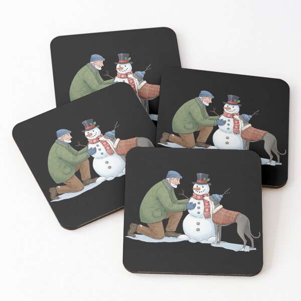 Item preview, Cozy Winter Snowman with Greyhound Dog and Old Man designed and sold by zoughlal.