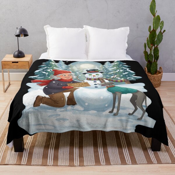 Item preview, Happy Winter Sign with Old Lady and Greyhound Dog designed and sold by zoughlal.