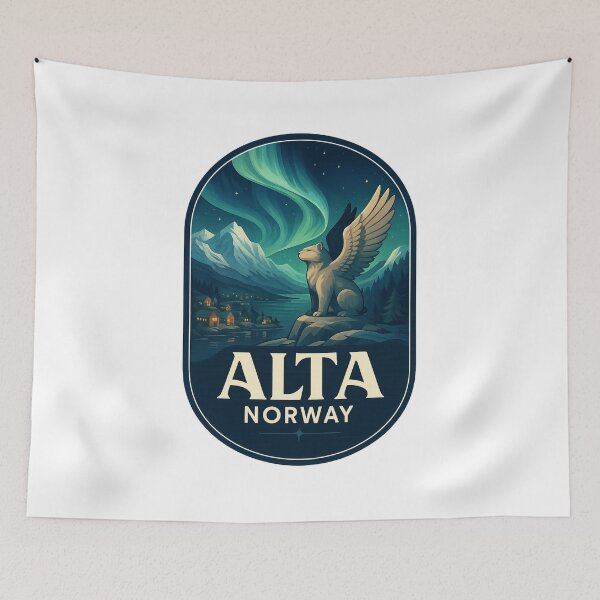 Item preview, Alta – Aurora Over Fjords and Winged Guardian designed and sold by Aryabek.