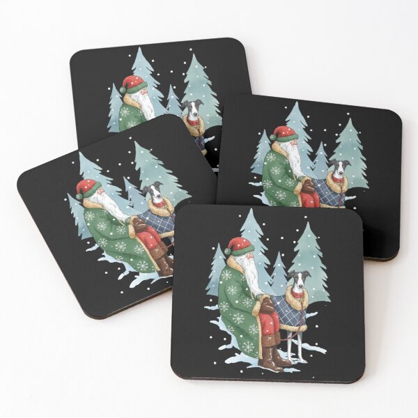 Item preview, Old World Santa in Green Coat with Greyhound in Snow designed and sold by zoughlal.