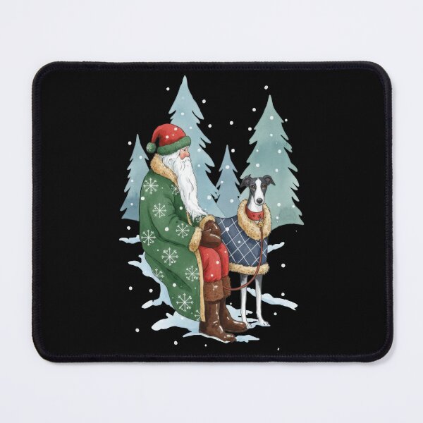 Item preview, Old World Santa in Green Coat with Greyhound in Snow designed and sold by zoughlal.
