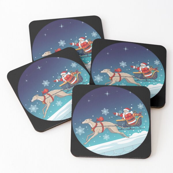 Item preview, Santa Sleigh Pulled by Fast Greyhound Cartoon designed and sold by zoughlal.