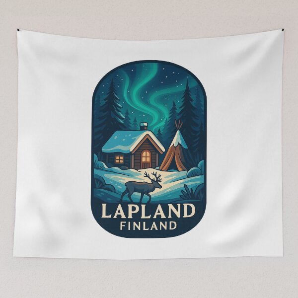 Item preview, Lapland – Cozy Winter Night Beneath the Aurora designed and sold by Aryabek.