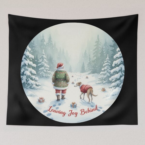 Item preview, Leaving Joy Behind Santa and Greyhound Watercolor designed and sold by zoughlal.