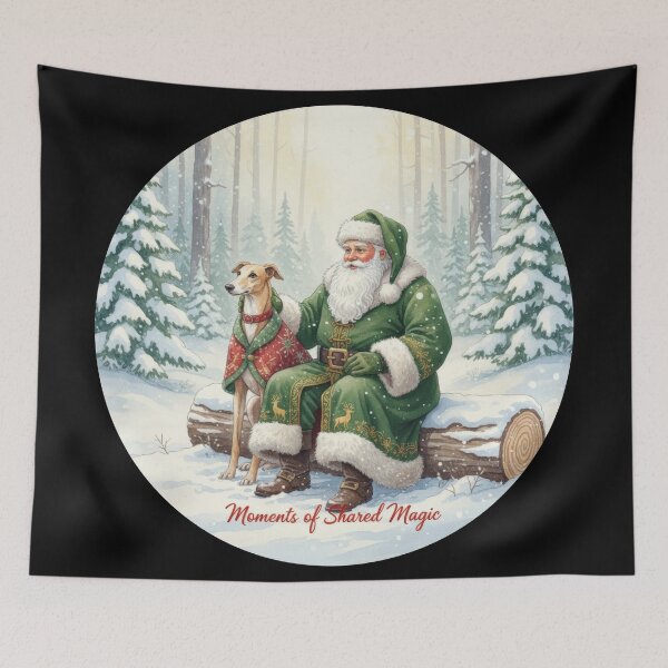 Item preview, Moments of Shared Magic Santa Sitting on Log with Greyhound designed and sold by zoughlal.