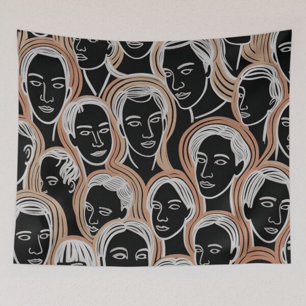 Item preview, Interconnected Faces Mosaic Throw Blanket & Pillow Cover - Diverse Expressions & Serene Smiles designed and sold by ZyxDes.