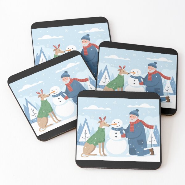 Item preview, Old Man and Greyhound Building Snowman Vector Art designed and sold by zoughlal.