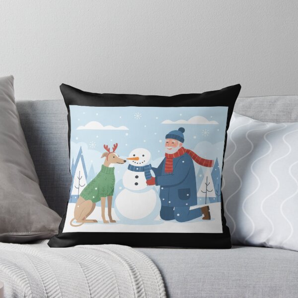 Item preview, Old Man and Greyhound Building Snowman Vector Art designed and sold by zoughlal.