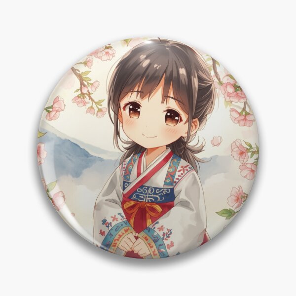Item preview, Adorable Hanbok Girl Pink Sakura Fuji Mountain Art designed and sold by CHALTH.