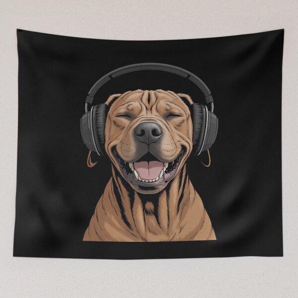 Item preview, Rhodesian Ridgeback With Headphones Singing Dog Lover designed and sold by CultureSpec.