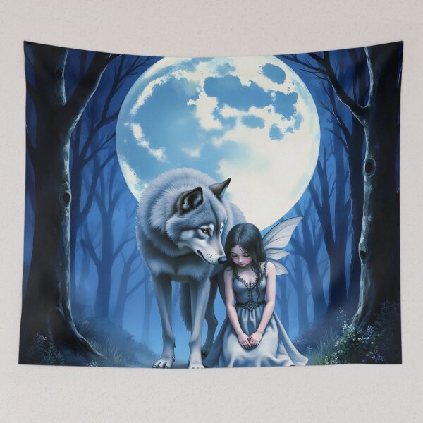 Item preview, Moonlit Bond – The Wolf and the Gothic Fairy. designed and sold by nicky2342.