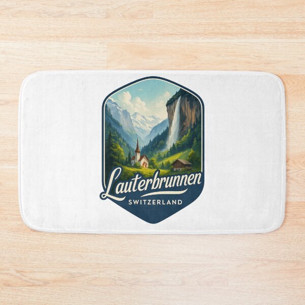 Item preview, Lauterbrunnen – Church and Waterfall Amid Alpine Peaks designed and sold by Aryabek.
