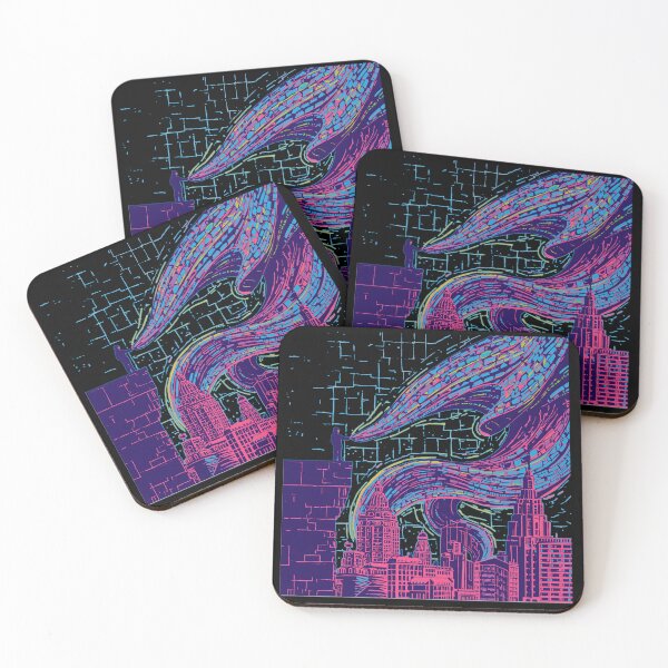 Item preview, Epic Cosmic Serpent Over Cityscape – Surreal Futuristic Illustration designed and sold by PLUSHIWORLDtm.