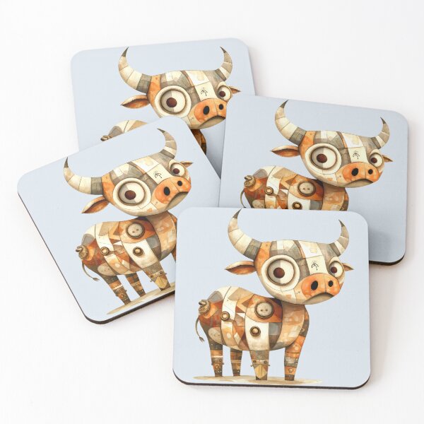 Item preview, Steampunk Mechanical Worried Cow designed and sold by CharlottePlaceArt.