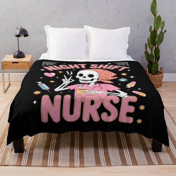 Item preview, RN ICU Night Shift Nurse Skeleton Halloween designed and sold by CultureSpec.
