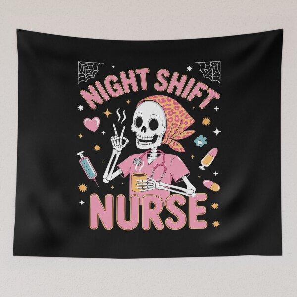 Item preview, RN ICU Night Shift Nurse Skeleton Halloween designed and sold by CultureSpec.