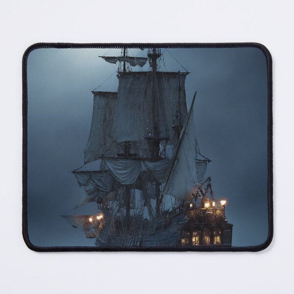 Item preview, Haunted Ghost Ship in Dark Waters - Moody Pirate Art designed and sold by Lamarcy.