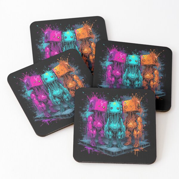 Item preview, Dripping Cyber Creatures – Vibrant Pop Street Art Trio designed and sold by PLUSHIWORLDtm.