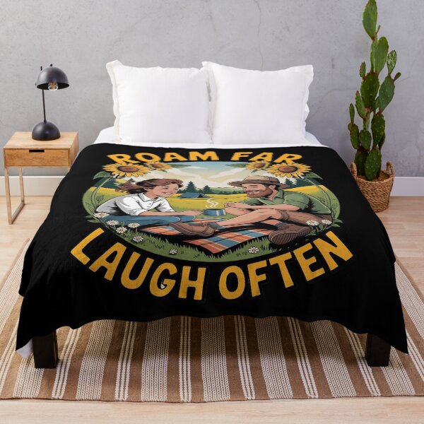 Item preview, Roam Far Laugh Often Camping Hiking Sunflower designed and sold by CultureSpec.