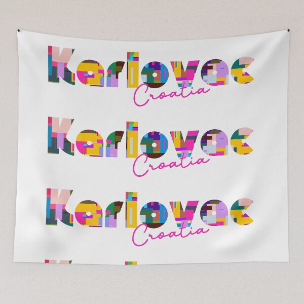 Item preview, Karlovac, Croatia, Vibrant Abstract City Typography Art designed and sold by Wanderful-roads.