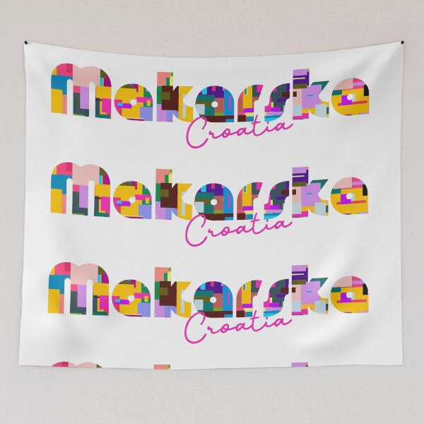 Item preview, Makarska, Croatia, Vibrant Abstract City Typography Art designed and sold by Wanderful-roads.