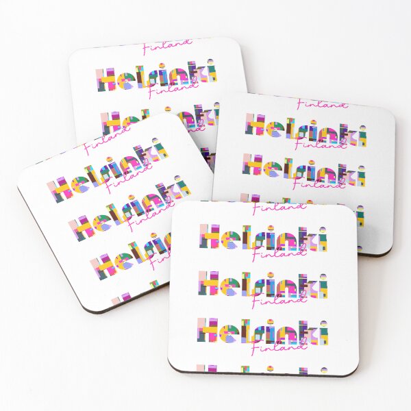 Item preview, Helsinki, Finland, Vibrant Abstract City Typography Art designed and sold by Wanderful-roads.