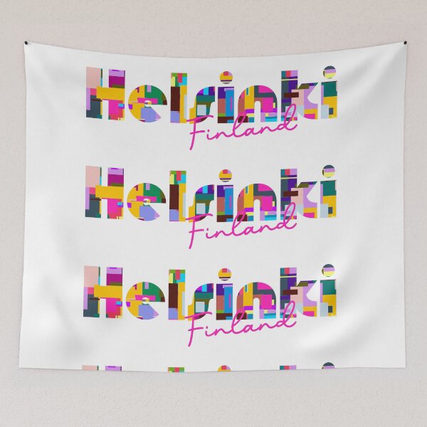 Item preview, Helsinki, Finland, Vibrant Abstract City Typography Art designed and sold by Wanderful-roads.