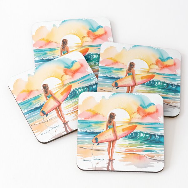 Item preview, Portugal Surf Girl Sunset Illustration designed and sold by vivaportugalstore.