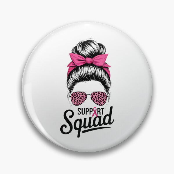 Artikelvorschau, Support Squad Messy Bun Pink Warrior Brustkrebs-Bewusstsein entworfen und verkauft von HellD3vil-Art.