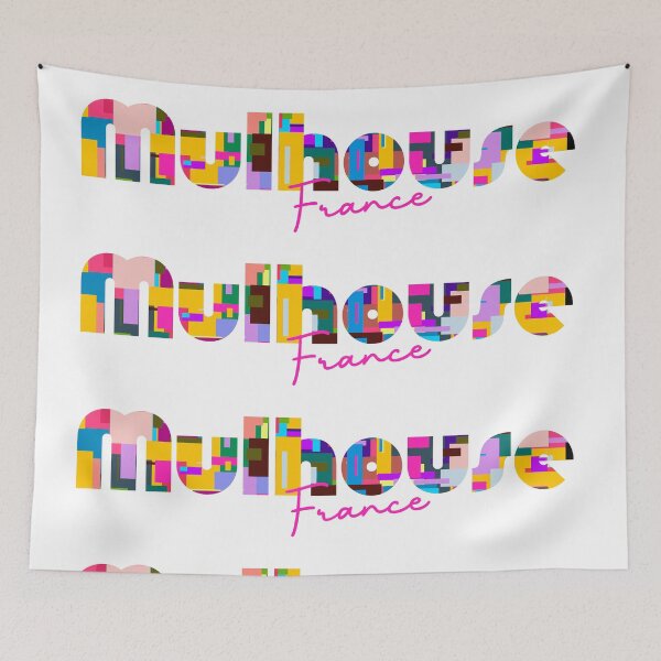 Item preview, Mulhouse, France, Vibrant Abstract City Typography Art designed and sold by Wanderful-roads.