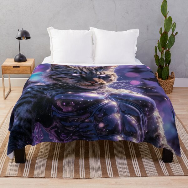 Item preview, Galaxy Cat Goddess - Cosmic Feline Fantasy Portrait Under Purple Moon designed and sold by AiDigitalSanctum.
