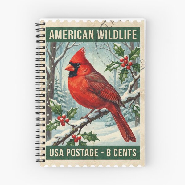 Item preview, Vintage Cardinal Winter Stamp Retro Art designed and sold by EverBranz-stor.