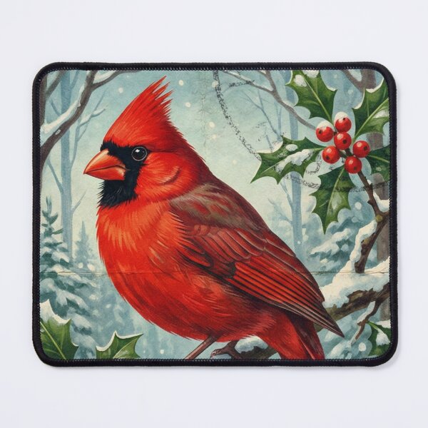 Item preview, Vintage Cardinal Winter Stamp Retro Art designed and sold by EverBranz-stor.