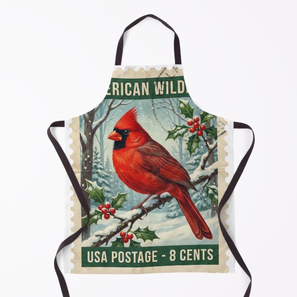 Item preview, Vintage Cardinal Winter Stamp Retro Art designed and sold by EverBranz-stor.