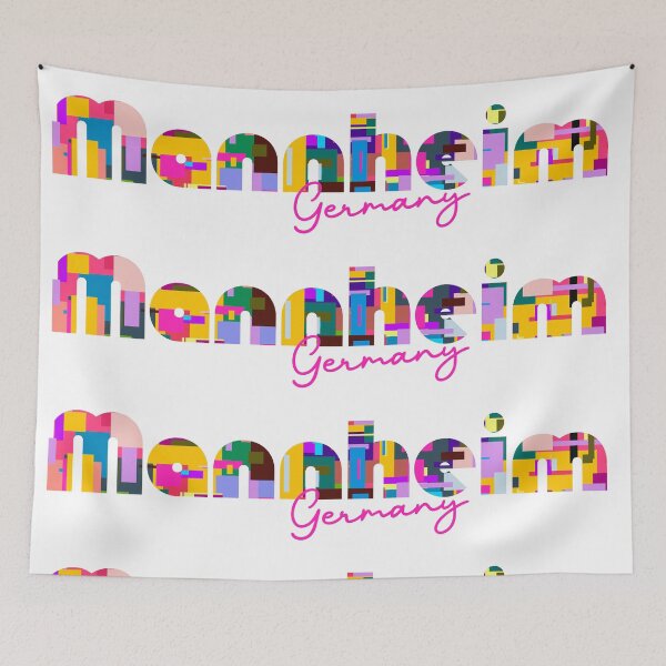 Item preview, Mannheim, Germany, Vibrant Abstract City Typography Art designed and sold by Wanderful-roads.
