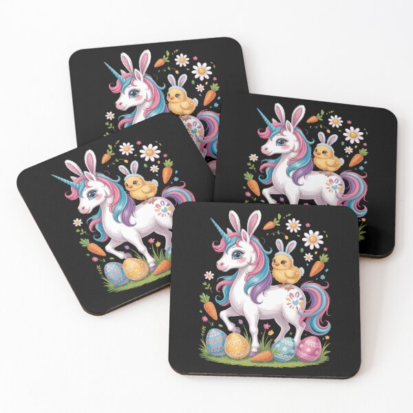 Item preview, Bunny Chick Ridding Unicorn Easter Hunting Colourful Eggs designed and sold by HellD3vil-Art.