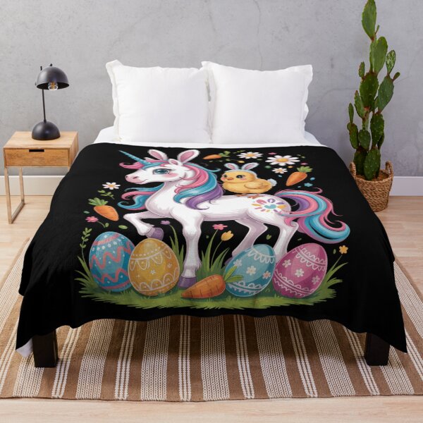 Item preview, Bunny Chick Ridding Unicorn Easter Hunting Colourful Eggs designed and sold by HellD3vil-Art.