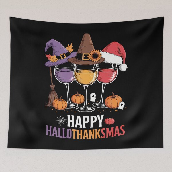 Item preview, Wine Glass Thankgiving Wine Happy Hallothanksmas designed and sold by HellD3vil-Art.