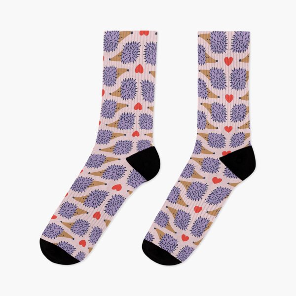 Item preview, Hedgehogs and Hearts - lilac on pink - Cute Pattern by Cecca Designs designed and sold by Cecca-Designs.